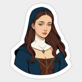 Lady Wearing Medieval-Inspired Fashion Costume Sticker